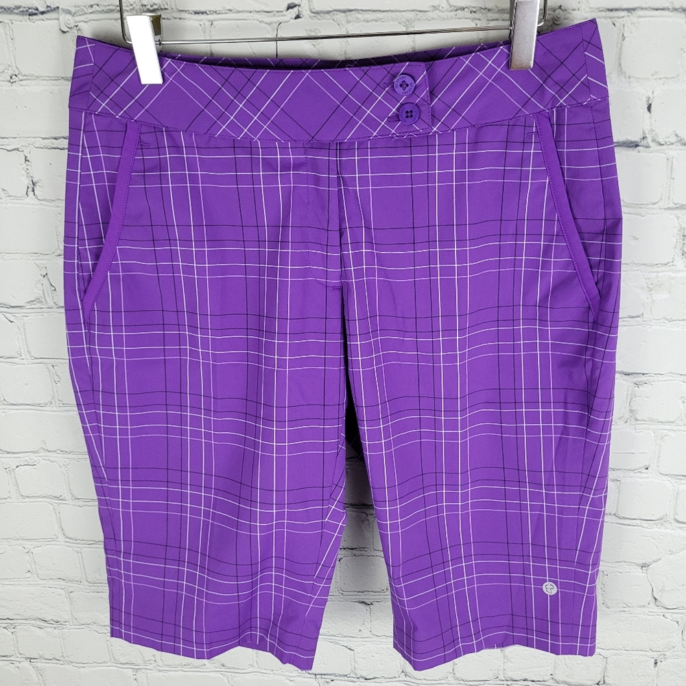 EP SPORT | plaid stretch athletic golf bermuda shorts
